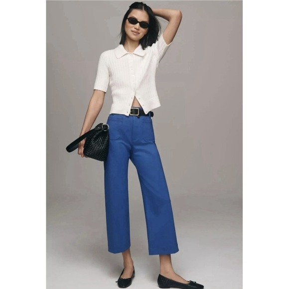 Anthropologie Pants - Maeve Anthropologie The Colette Cropped Wide-Leg Pants Sz 32  Edition Blue EUC